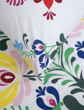 Bavlněný povlak na polštář Renforcé 70 × 90 cm – Folklor bílé